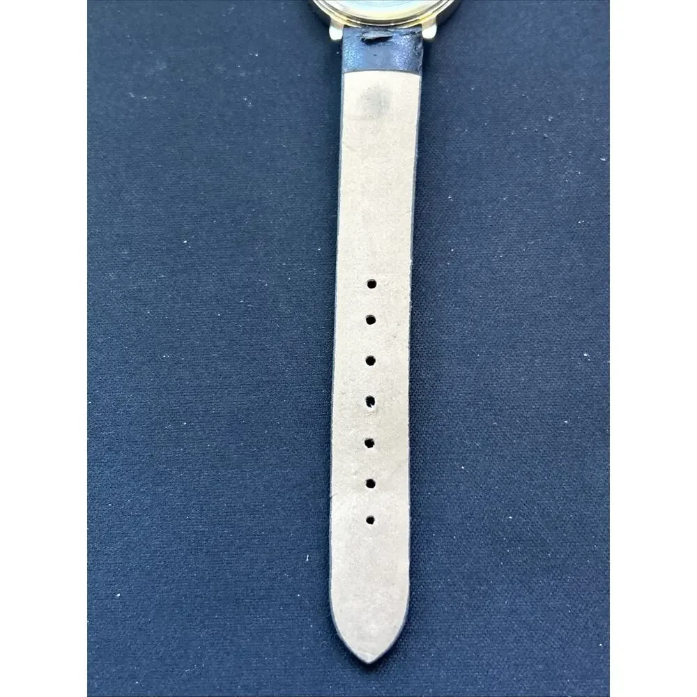Gold Tone Pearlized Dial Black Band Women’s Quartz Watch